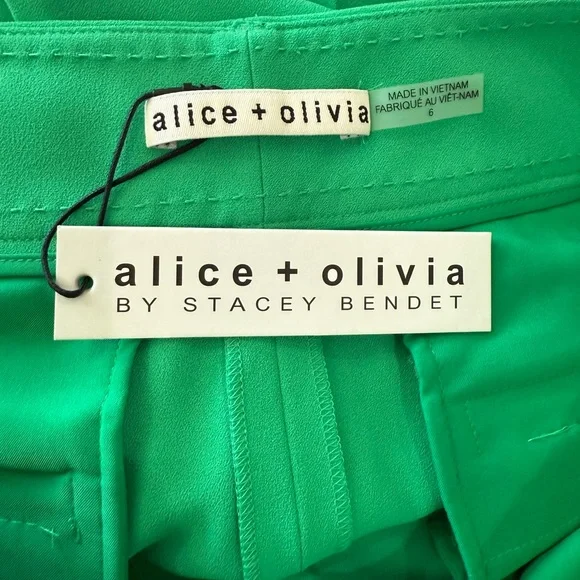 NWT Alice + Olivia Vibrant Green Cropped Pants - Picture 5 of 9